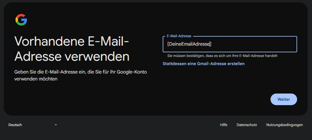 Bestehende Email