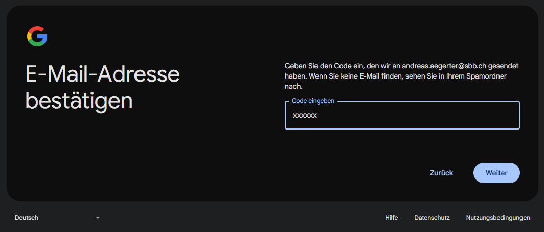 Code eingeben