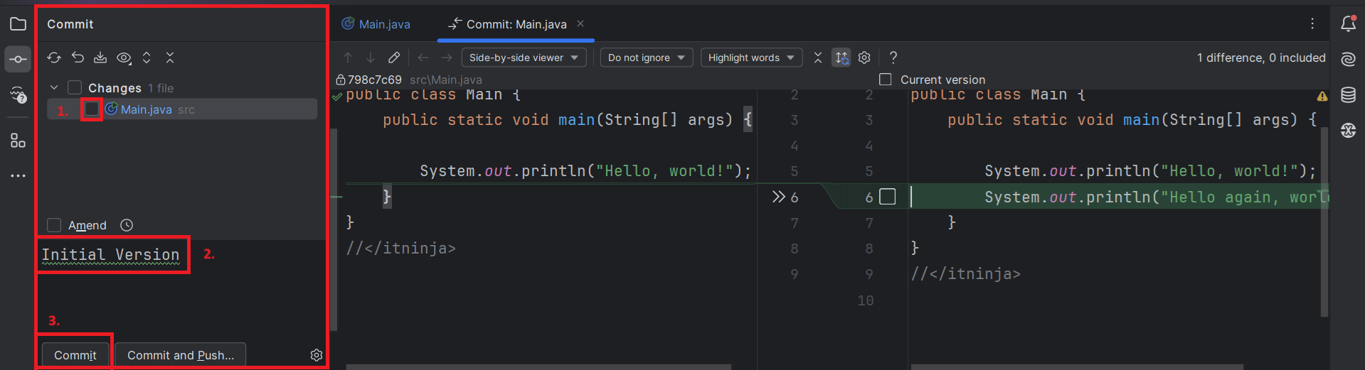 Commit erstellen