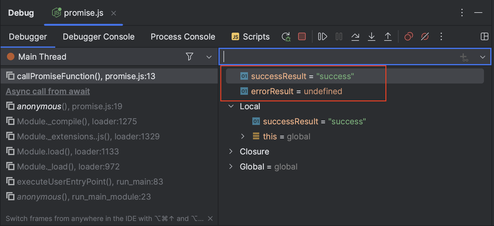 IntelliJ zeigt nun, die Watchers