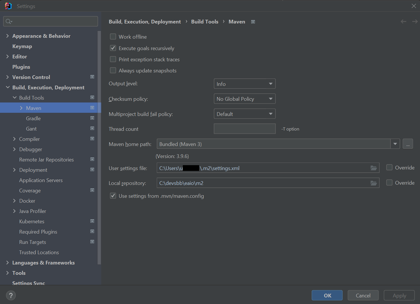 Intellij Maven settings