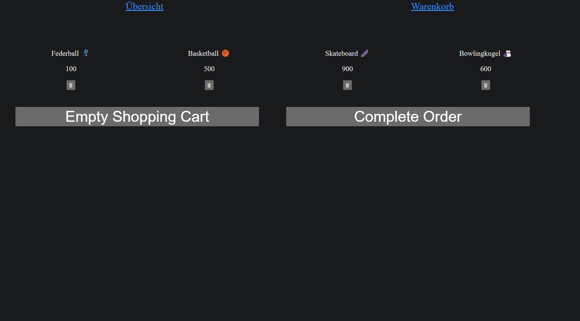 Warenkorb Component