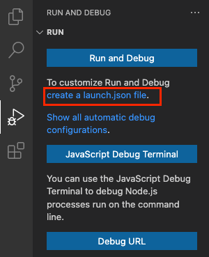 VS Code zeigt nun, wo man das launch.json erstellt